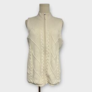Talbots Outlet Cotton Cable Knit Full-Zip Sweater Vest Size Small NWT